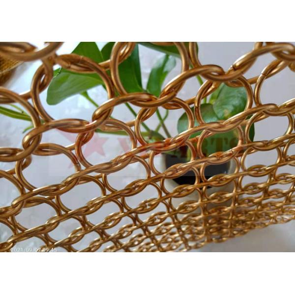1.2mm Wire Golden Metal Ring Mesh Curtain For Interior Partition