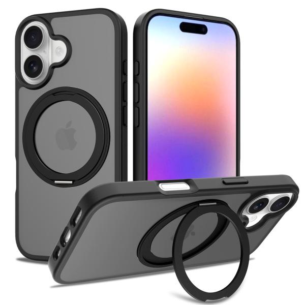 Customized Apple 17 Mobile Phone Case With Stand 360 Rotation IPhone16pro Magnetic Anti-Fingerprint Skin-Feel Mobile Phone Case