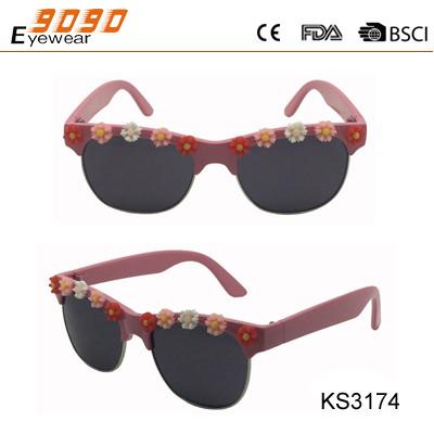 Girls's Sunglasses with Plastic Frame, Flexible, Fashionable Design,