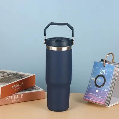 30oz Stainless Steel Tumbler  Vacuum Insulated Water Bottle For Home Office Or Car Reusable Cup With Straw Leak Resistant Flip Cold For 12 Hours Or Iced For 2 Days
