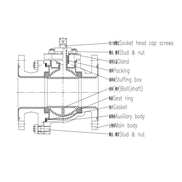 Fluorine Lining Ball Valves Two Piece Cast Type For Strong Corrosive Fluid