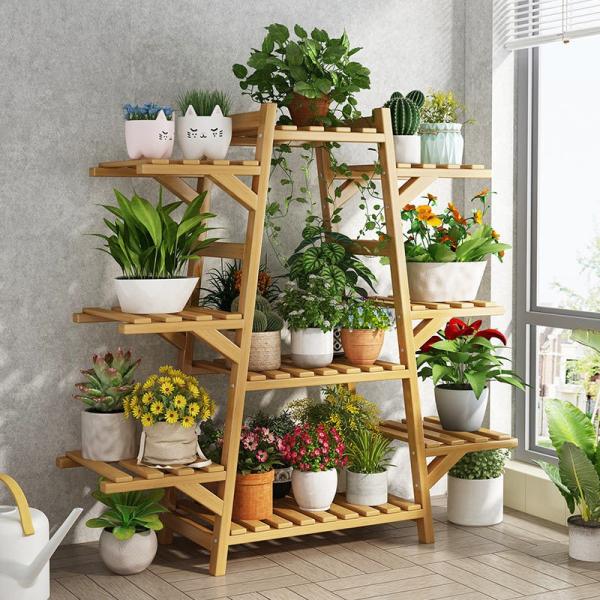 Plants Stand in Door Flower Pot Shelves Multi Tiers Wood Indoor and Outdoor Decoration Estante de flores
