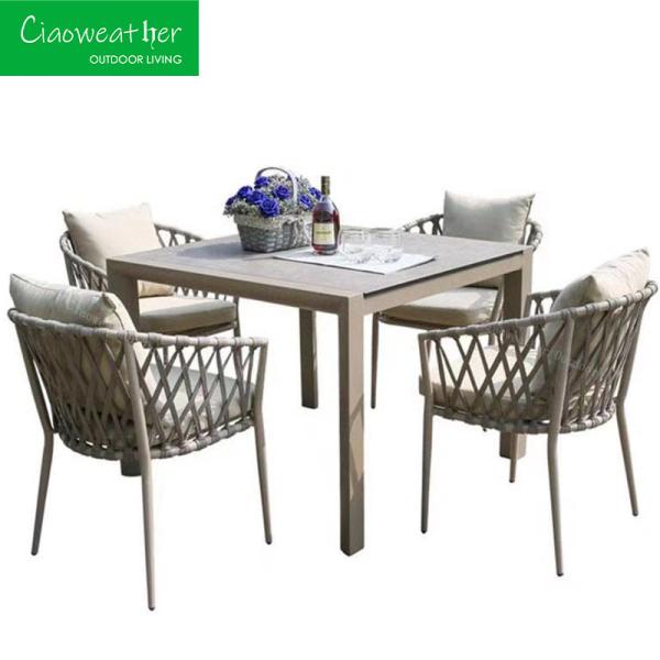 Waterproof Cushion Hotel Outdoor Metal Side Table for Modern Design Style Garden Patio Aluminum Furniture