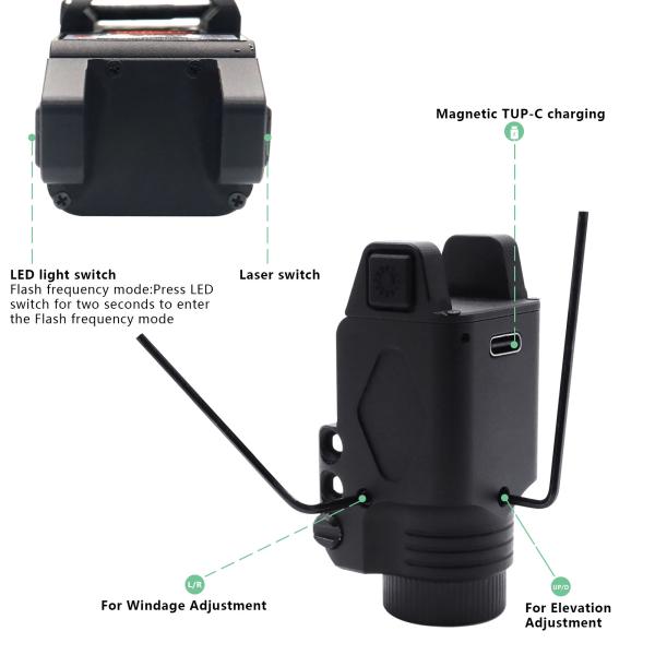 El laser robusto exquisito de la escopeta de la arma de mano ve 2 verdes en 1 laser del arma