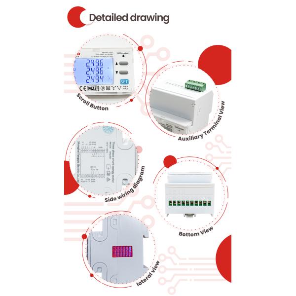 EM4371 MID Удостоверенный энергометр 3-фазный анализатор мощности 65A Modbus Интеллектуальный КВтч-метр