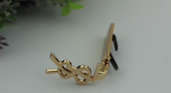 Superb quality custom zinc alloy brand fashion bag gold metal turn locks