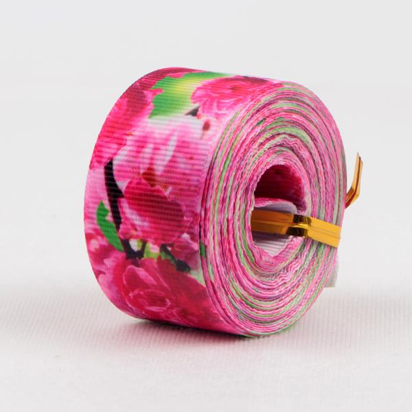 Fabric Type Grosgrain Custom Polyester Floral Ribbon with Logo Printed