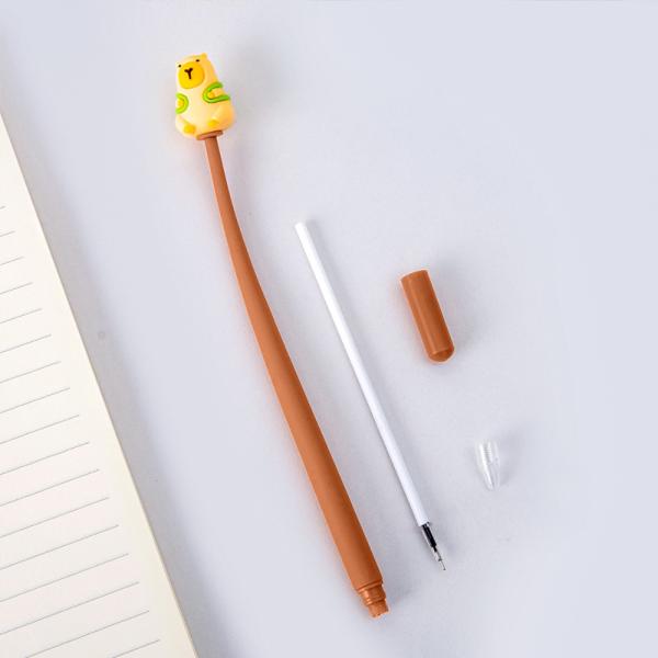 Cute dibujos animados Animal Shaking Gel Plumas 0.5 mm, tinta negra Gel de escritura Plumas para el suministro escolar Estudiantes Regalos para niños, 6 paquete