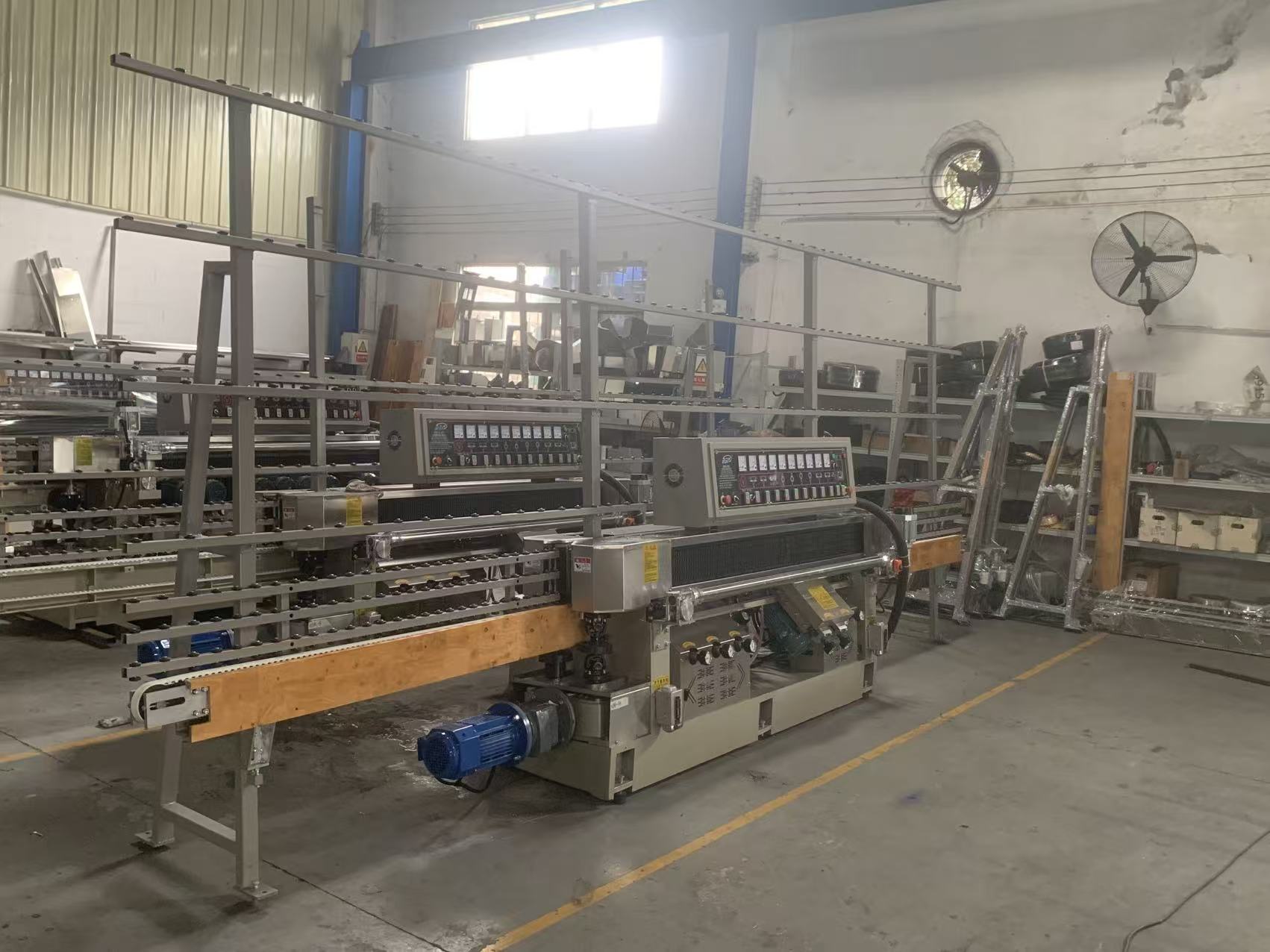 3-20mm Glass Straight Line Edging Machine , 9 Wheels Glass Processing Machine