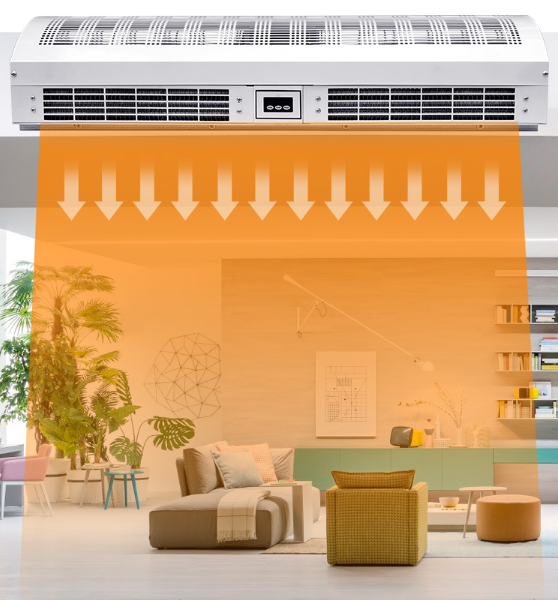 Single Phase 1500m3/h Heated Air Curtain For Office Public Places