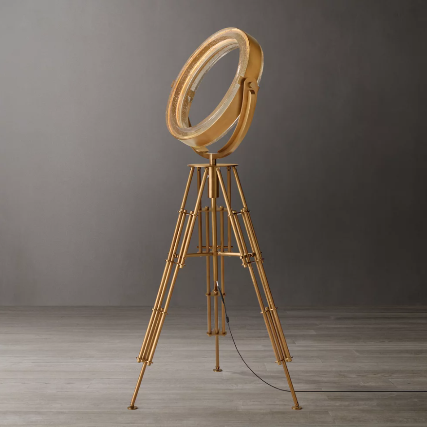 Yihao Farmhouse Luxury LED Copper Adjustable Floor Standing Lamp with 3500K Warm White Light for Living Room and Hotel