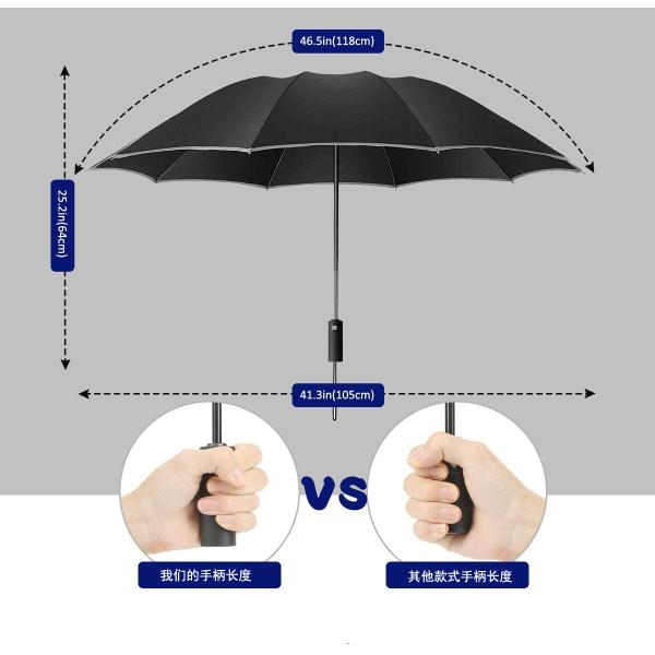 Rubber Coated Handle Portable Windproof UV Folding Reverse Inverted Umbrella with Logo Printing