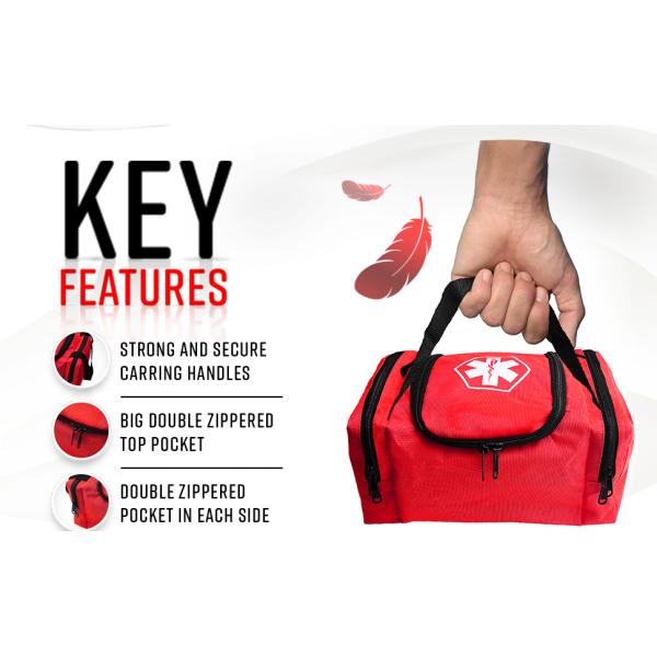 Emergency Treatment Medical Bags Multi-Pocket for Home School Office Car Traveling Hiking Trip Daycare