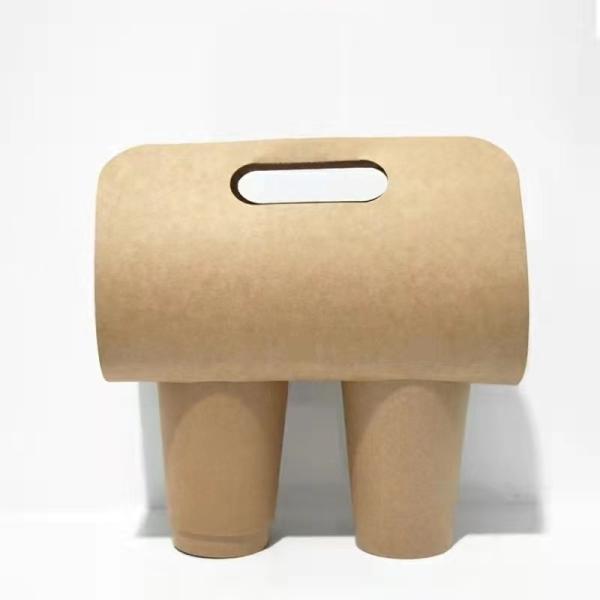 Brown 2 and 4 Coffee Cup Holder Made of Eco-Friendly Materials with Customization Option