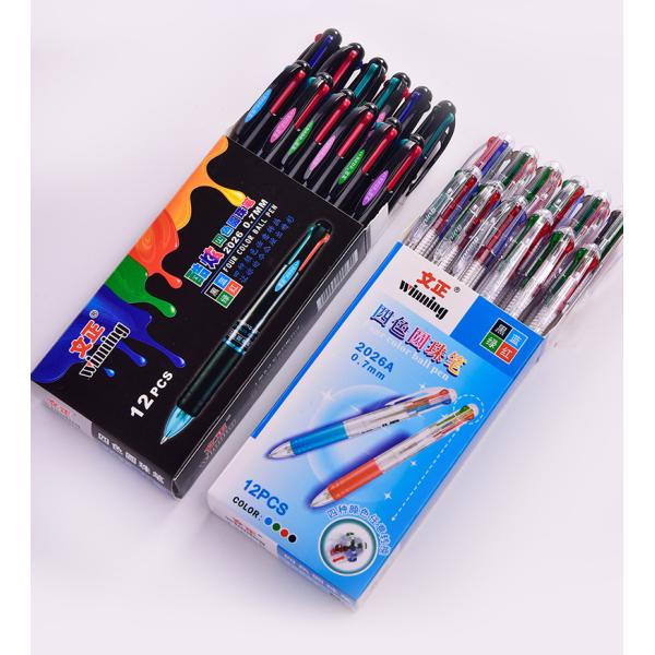 OEM/ODM Acceptable 4 Color 0.7mm Plastic Transparent Shuttle Pens for Office Writing