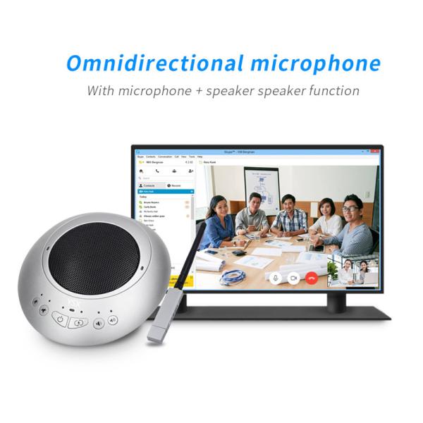 Mini USB 2.4G Wireless Conference Microphone Speaker 360°Omnidirectional Microphone Automatic Echo Cancellation Speakerp