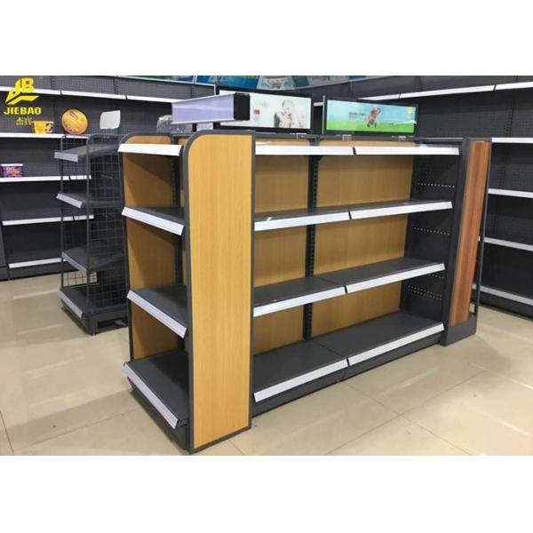 High End Boutique Shop Metal Frame Wood Shelves , Light Duty Metal And Wood Shelving Unit