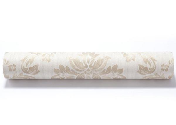 Eco - friendly Embossed Vinyl Wall Coverings , Silver Damask Pattern Wallpaper