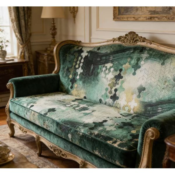 Italian Renaissance-Inspired European Vintage Printed Velvet for Furniture