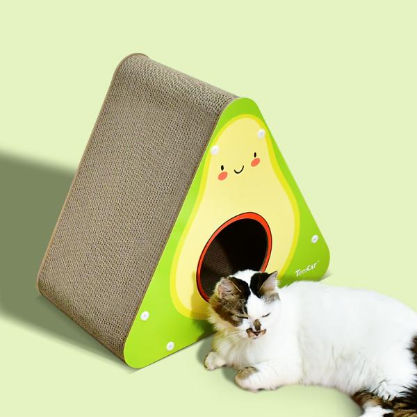 Foldable Avocado Shape Cat Scratcher Cardboard Cats Lounge House Kitten Scratching Post Durable Board Pads Protect Furniture