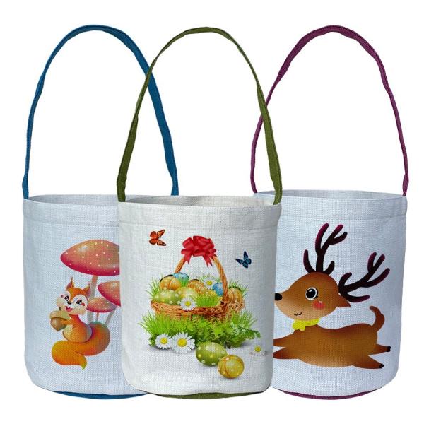 Blank Linen Sublimation Easter Baskets Custom Print Party Candy Tote Bag Sublimation Easter Bags