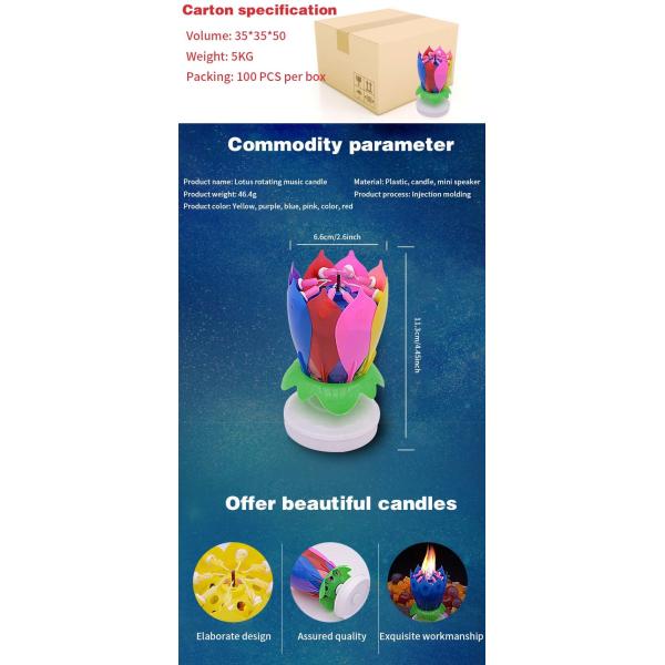 Multicolor Spinning Musical Candela de aniversário Flor Para Celebração