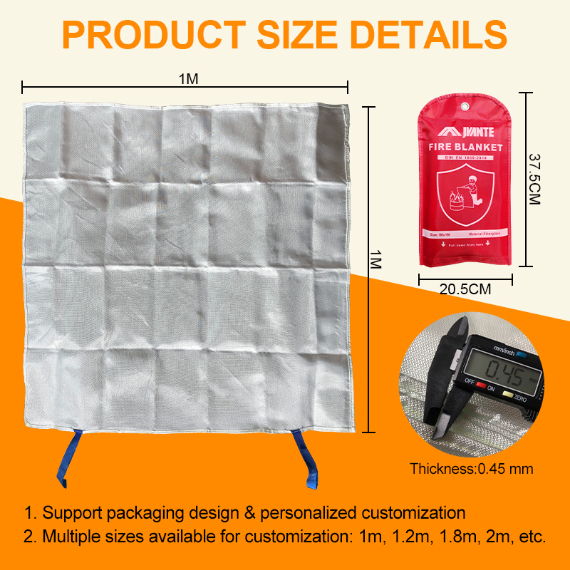 JAT-1101 Fiberglass Fire Blanket 1m×1m White 430g/㎡ 0.45mm Thickness 500℃ Heat Resistant EN 1869:2019 Oxford Bag Pack 0.53kg Household Kitchen Fire Suppression Blanket