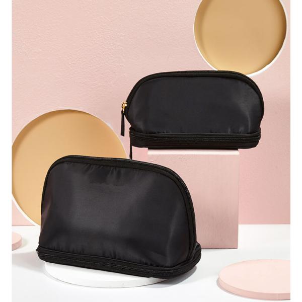 Brush bag and makeup bag 2 in one women's small portable travel set storage bag