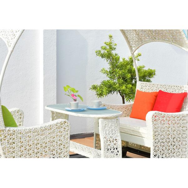 Luxury Four Person Wicker Rocking Chair Patio Furniture With Metal Frame