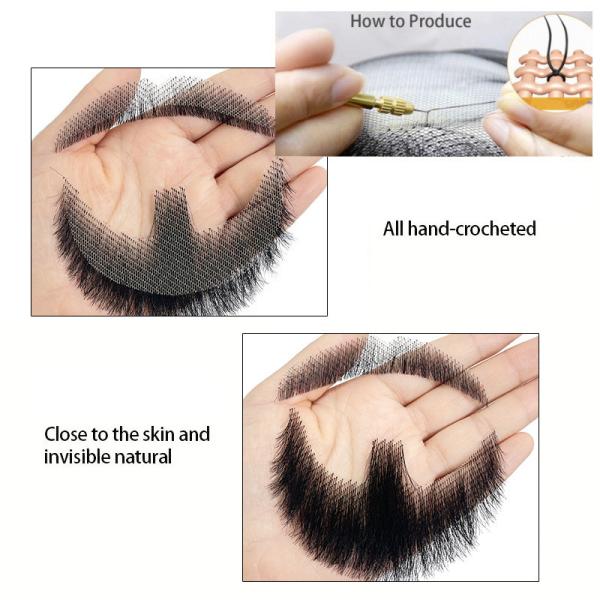 Full hand-woven fake beards, seamless men's fake mustaches, human hair-like fake eyebrows, and sideburns for film and television props