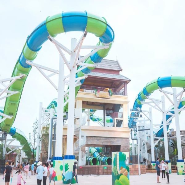 Water Park Roller Coaster Water Slide 15-20m Height Dual Person Interactive