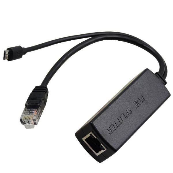 2.4a Current Black Power Over Ethernet Kit for Raspberry Pi 3 Board Injector Splitter