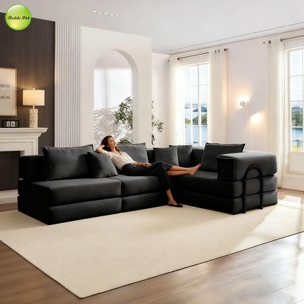 Multifunction Space-Optimized Striped Fabric Compressed Sofa Bed For Living Room Free Combination Furniture