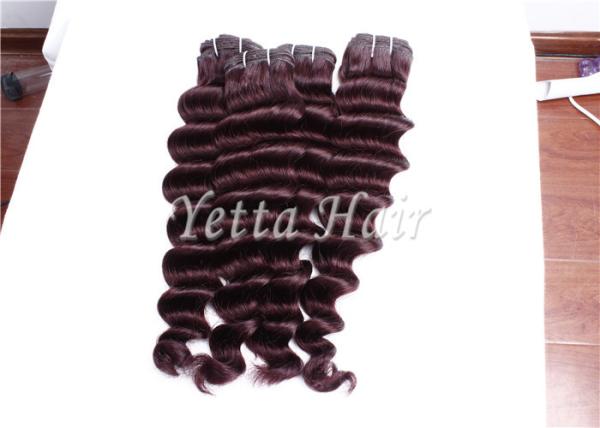 Customized Dark Red Virgin Human Hair Extensions Loose Wave With Soft
