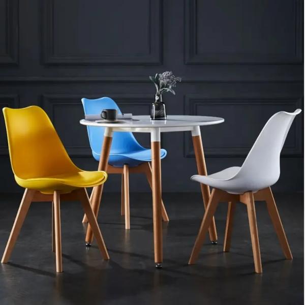 Wooden Legs Dining Chairs White Plastic Chairs For Kitchen Restaurant