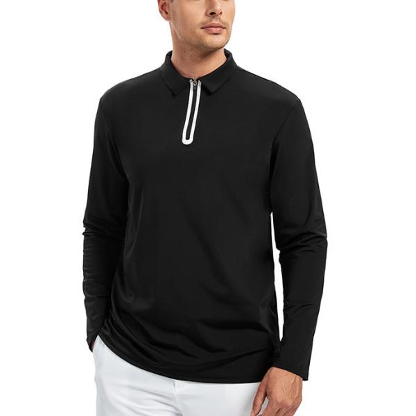 Umidade Deslizante Seco Camisa Manga Longa Customize Streetwear Meio Zip Up Neck Camisa de Golf