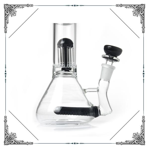 Blakc Inline Pecolator and 6 arms Tree Perc Bongs Glass Smoking Water Pipe Bongs Hookah