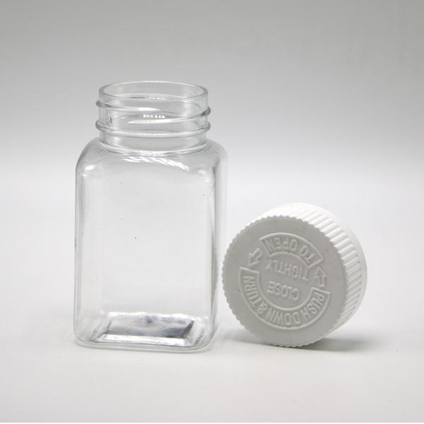 Custom Color 100ML PET Square Transparent Jar with Various Caps by Chinese Pharmaceutical Company