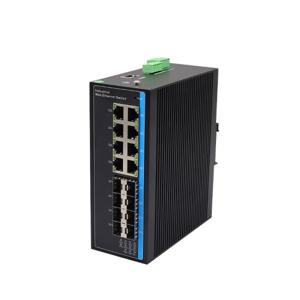 L2 Managed Industrial PoE Switch 8 SFP Fiber Slot 8 Gigabit PoE Port DIN Rail Mount