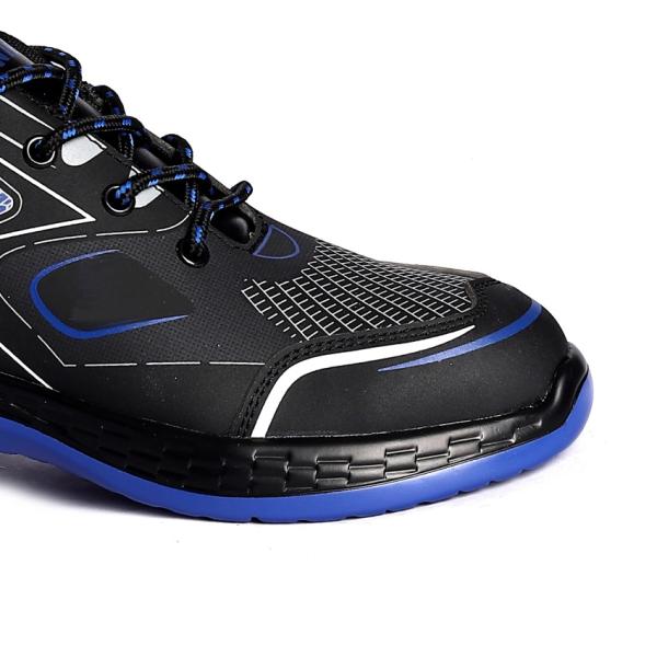 Кожаная сетка Металлическая стальная ножка унисекс Комфорт Противоскользящий масляному покрытию Синяя наружная подошва Безопасность обуви