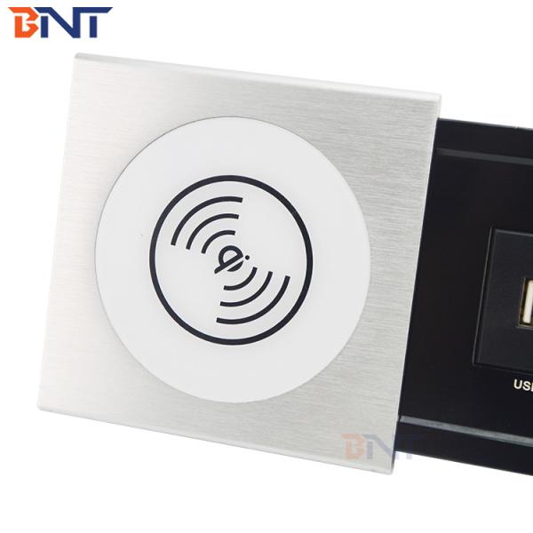 BNT Office Wireless Charger Hidden Manual Slip Open Cover Tabletop Socket with Aluminum Alloy Cover