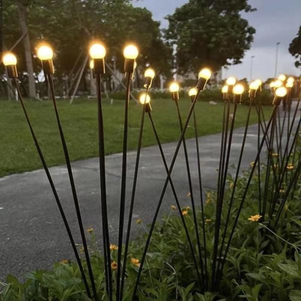 Decoração exterior Sistemas de iluminação solar Patio Pathway Luzes de vaga-lumes a energia solar
