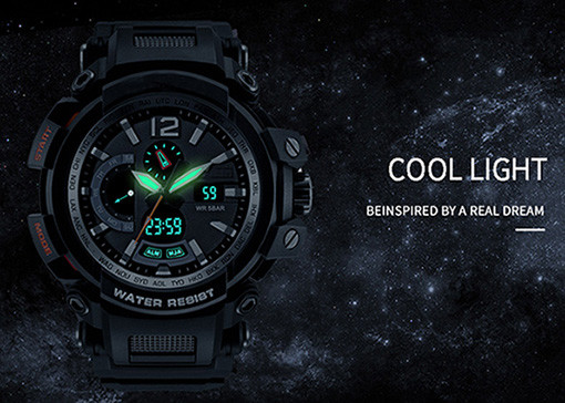 Anti - Seismic Case Plastic Sports Watch Waterproof Shock Resistance