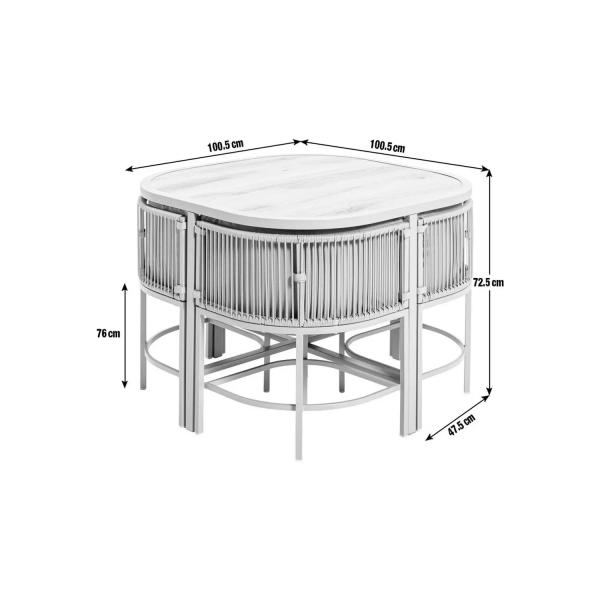 Maximize Your Outdoor Space with this Space Saving Rattan Weave and Steel Dining Set