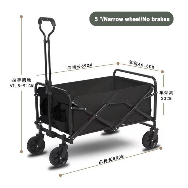 Double Brake Wheel Design Hand-Held Outdoor Camping Trolley for Convenient Wide Wheel