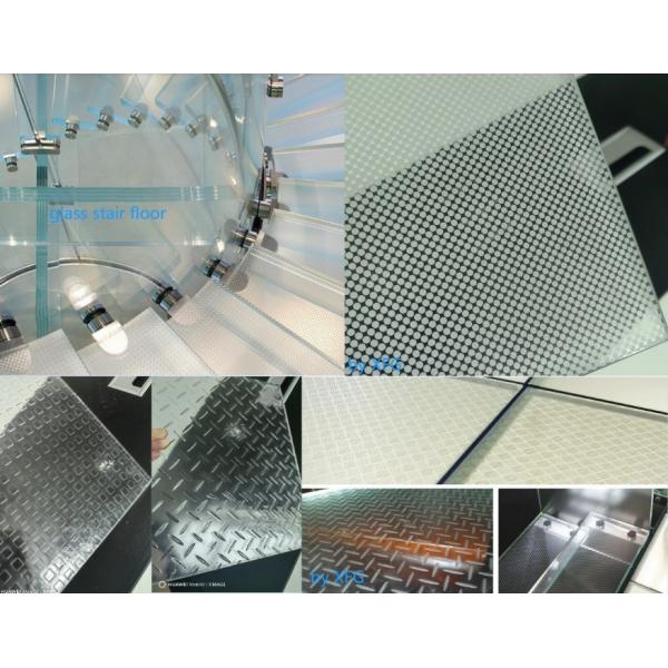 8+8+8MM 10+10+10MM Anti-Slip Glass 24mm 26mm 30mm Laminated Glass For Staircases Glass Floor With LED Light Strips