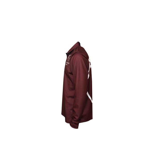 180GSM Lapel Collar Long Sleeve Men Burgundy Shirt With Buttons Sublimation Printing