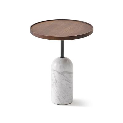 Finé de carvalho pequena mesa de aço inoxidável mesa de lado com base de madeira de carvalho natural para habitação e uso de hotel