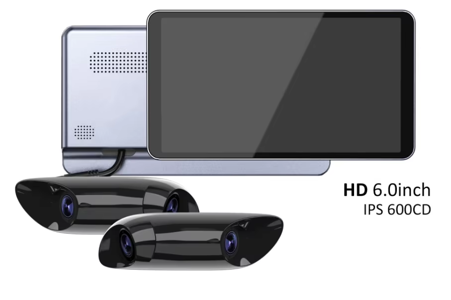 6 Inch AHD 1080P HD Electronic Rear View Mirror Monitoring System with 140° Wide Angle and IP67 Waterproof Dual Lens Blind Spot Camera Kit