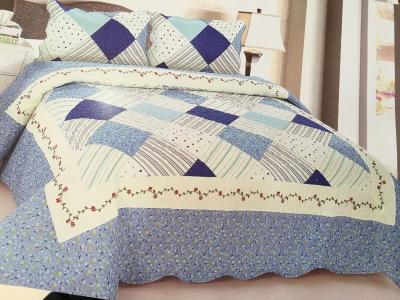 Comfotable Quilt Bedding Set , Cotton Comforter Sets Border In Wave Or Straight